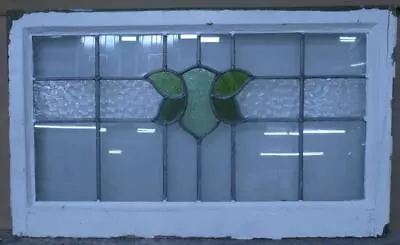 OLD ENGLISH LEADED STAINED GLASS WINDOW TRANSOM SIMPLE ABSTRACT 31  X 18 1/2  • $175