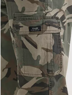 Mens Wrangler Relaxed Fit Camo Cargo Pants W Stretch Tech Pocket CHOOSE SIZE • $28.99