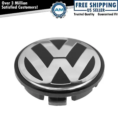 OEM Chrome & Black 65mm Center Cap For Volkswagen VW Golf Jetta Passat • $37.14