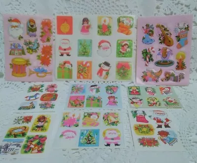 $22.95 • Buy 62 Pink Vintage Christmas Gummed Seals Stickers Angel Snowmen Kittens