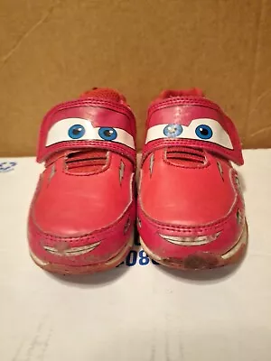 Used Worn Disney Pixar Cars Light Up Toddler Strap Red Shoes Size 10 • $21