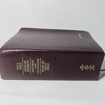 Burgundy Quad LDS Scriptures  D&C Pearl Indexed Tabbed Leather Bible • $33