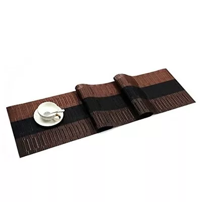  Table Runners Woven Vinyl Table Mats Table Runner 12x71 Ombre Coffee Black • $19.90