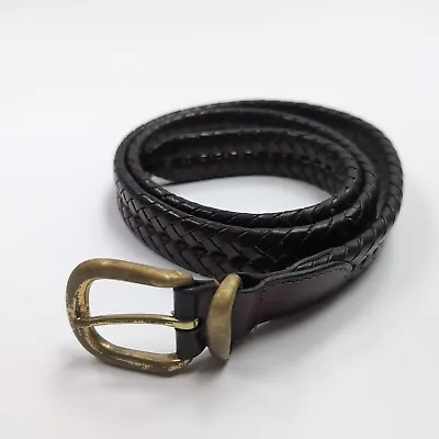COACH Braided/Woven Brown Leather Belt W/Gold Tone Buckle 5922 Men’s 36” • $50