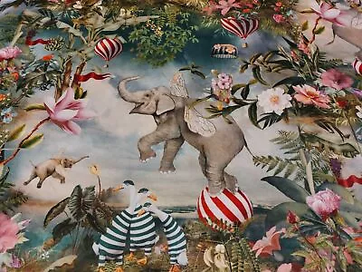 £29.98 • Buy Fantasy Jumbo Dumbo Elephant Velvet Upholstery Curtains Soft Furnishing Fabric