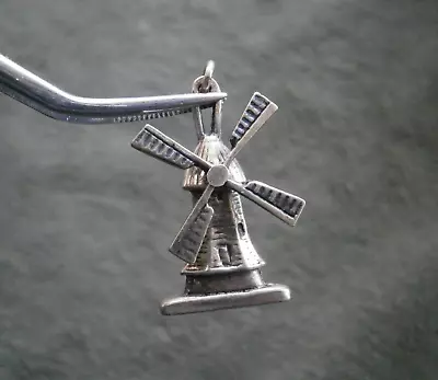 Large Windmill Charm Vintage 800 Silver Charm Pendant 3.9g  Sails Rotate • $14.50