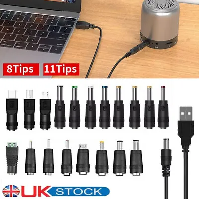 19Tips Universal USB To DC Power Adapter Cable Charger 5.5 Mm/2.1 Mm Barrel Jack • £6.99