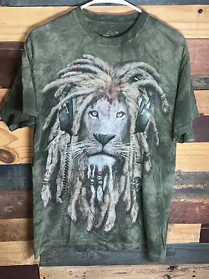 Retro Rasta Lion Themed Tye Dye Colored Style T Shirt The Mountain Brand Medium • $18