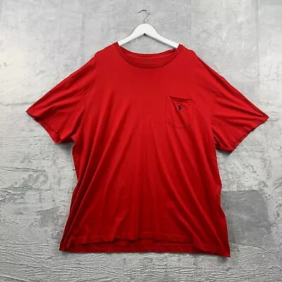 POLO RALPH LAUREN T Shirt Mens 2XB 100% Cotton Short Sleeve Pocket Logo Pony Red • £19.90