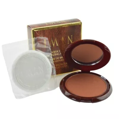 IMAN Sheer Bronzer Bronzing Pressed Powder Compact Deep Bronze Shimmer Glow UK • £24.99