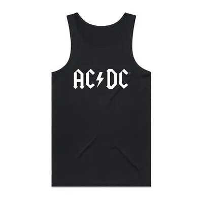 AC/DC White Logo Tank Top S-XXL ACDC Official Rock Band Cotton Vest • £24.75