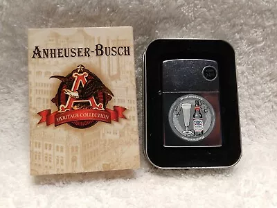 $59.95 • Buy VTG Budweiser  Bud Bottle And Glass  Silver Plate Design Zippo Lighter NEW! NIB
