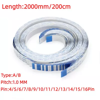 5Pcs 200cm FPC Ribbon Flexible Flat FFC Cable 4/5/6/7/8/9/10/12/14/15/16 Pin 1mm • $9.49