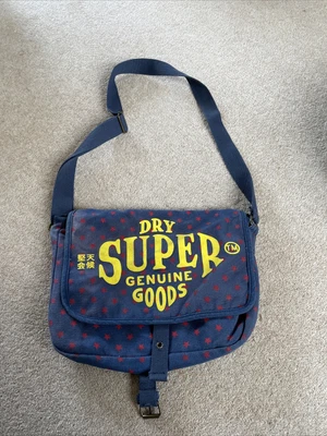 £9.99 • Buy Superdry Satchel Messenger Bag Blue Cloth Material Spellout Crossbody Student