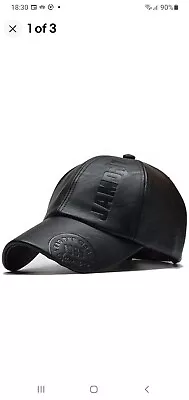 Vegan Leather Black Baseball Golf Cap Warm Winter Wind Rain Proof Hat • £2