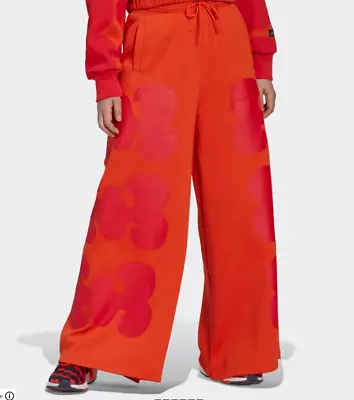 BNWT Adidas X Marimekko Wide Leg Trousers In Collegiate Orange Size L 16 -18 • £40