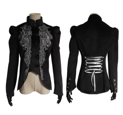 £43.79 • Buy Punk Rave Women Gothic Riding Jacket Coat Black Velvet Lace Steampunk Victorian
