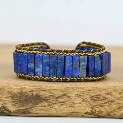 Handmade Natural Gemstone Tube Bead Women Men Healing Reiki Wrap Bracelet Gift • $12.59