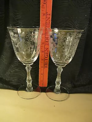 2 NAVARRE Water Goblet Wine Glass 7.5  Tall PR Fostoria Crystal Elegant Large 12 • $59.95