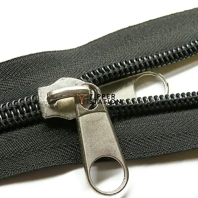 Black #10 Heavy Duty Continuous Tent Zip 2-way Slider For Zipper • £3.50