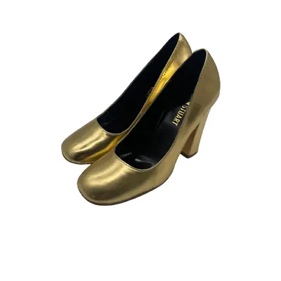 Colin Stuart 7 B Womens Heels Shoes Gold Metallic Faux Vegan  • $9.50