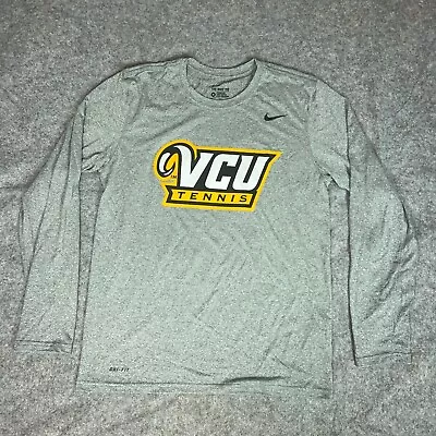 VCU Rams Mens Shirt Medium Gray Nike Long Sleeve Tee Dri Fit Top NCAA Tennis A2 • $15.18