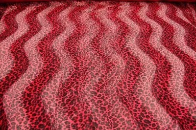 Red Cheetah Leopard Velboa Upholstery Fabric Per Yard 60” Wide • $18.50