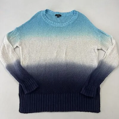 J. Crew Women’s Sweater Fisherman Colorblock 100% Linen Knit White Blue Purple M • $18.20