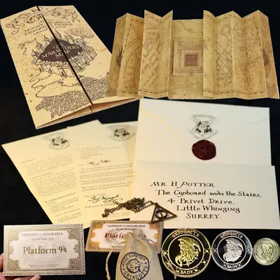 Harry Potter Marauder's Map Hogwarts Acceptance Letter Necklace Gringotts Coins • $6.99