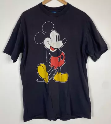 Vintage Disney Mickey Mouse Single Stitch T-Shirt Made In USA Black Sz XL 42-44 • $49