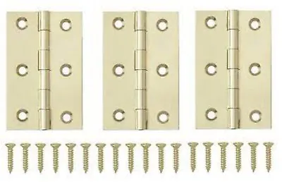 Butt Door Hinges 75mm Brass Plated - Complete With Screws - Select Quantity • £4.49