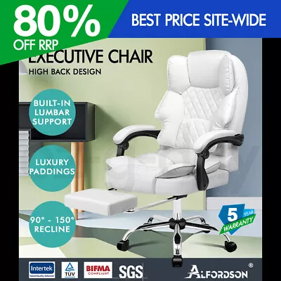 ALFORDSON Office Chair Gaming Executive Computer PU Leather Seat Recliner • $159.95