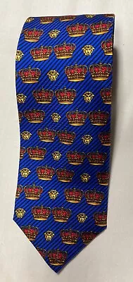 Original Gianni Versace 100% Silk Tie. Crowns Pattern. MINT W TAG • $24