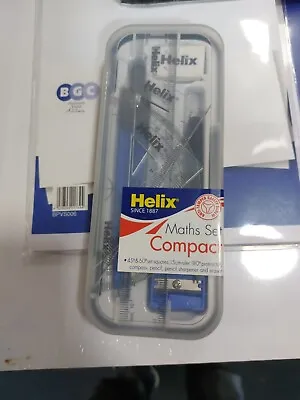 Helix Compact Maths Set Contains 2 Set Squares Rule Protractor Compass & More • £3.45