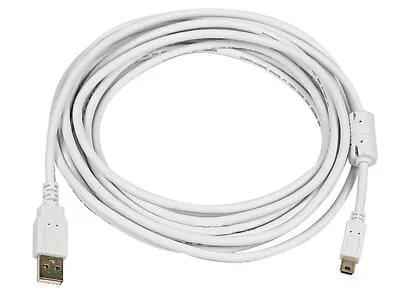 Monoprice USB-A To Mini-B 2.0 Cable - 5-Pin 28/24AWG Gold Plated White 15ft • $6.25