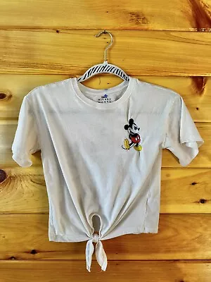 Disney  T-shirt Small/CH (3-5) White Crop Top Mickey Mouse Double Sided Graphic • $9.50