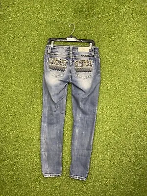 Miss Me Skinny Jeans Size 27 Mid Rise Rhinestone 30x30 Embellished  Medium Wash • $19.99