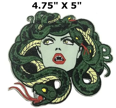 EMBROIDERED Iron Sew On Patches Appliques Transfers Badges Medusa Snake Large • $5.87