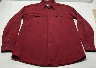 Vtg Eddie Bauer Mens XLT Faded Chamois Cloth Double Pocket Button Shirt Red • $30