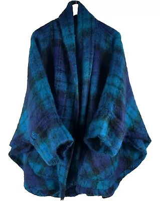 Vintage Donegal Design Mohair Wool Reversible Poncho Cape Handcrafted Ireland • $120