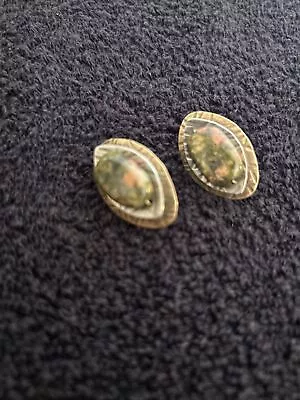 Vintage Stone Marjorie Baer Clip On Earrings Signed • $20