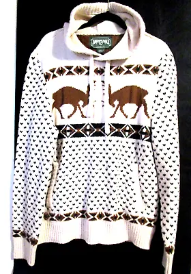 Men's American Eagle Hooded Sweater~Native Moose Winter~Cream/Black/Brown~SZ Med • $9.99