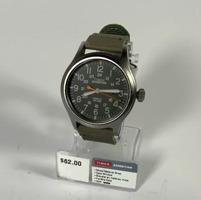 Timex TW4B14000 Men's Expedition Scout Green Fabric Strap Watch Date Indiglo • $39.80