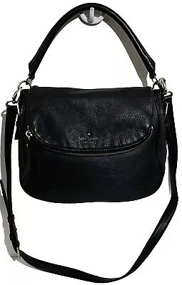 Kate Spade Black Grain Leather Medium Satchel Crossbody Bag 30cm X 22cm X 10cm  • £70