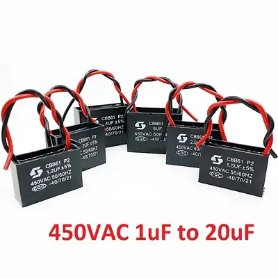 450VAC CBB61 Fan Start Capacitors 0.8/1/1.2/1.5UF To 20UF Ceiling Fan/Range Hood • $6.88