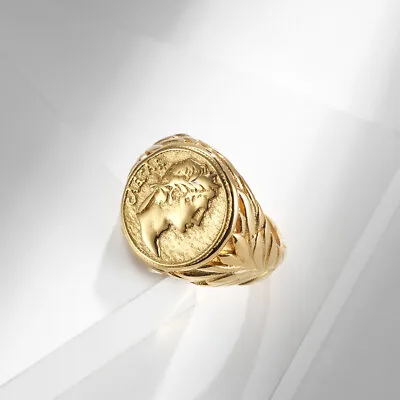 Stainless Steel Casting Rings Titanium Steel Gold Plated Finger Men's  Ring Gift • $13.49