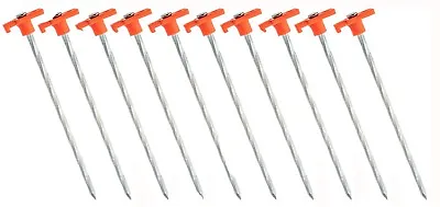 10 Pk TWISTED Tent Stakes Camping Outdoor Pegs Steel`Heavy Duty Metal Nail  • $16.99