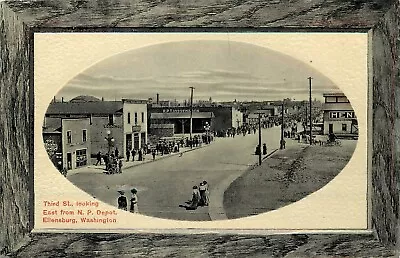 Postcard; Ellensburg WA Third Street Scene Business Section Oval/Frame Vignette • $14.99