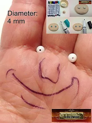 M01051-FS MOREZMORE 20 White 4mm Glass Bead Balls Eyeballs Eyes Doll Puppet • $7.58