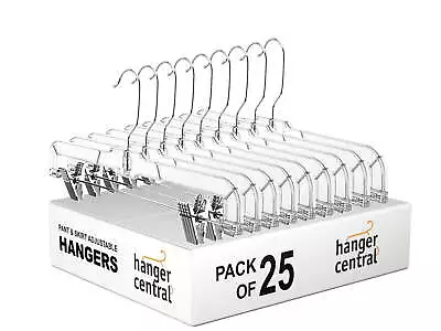 25 Pack Hanger Durable Clear Plastic Pants Clothing Hangers With Clips 14 Inch • $22